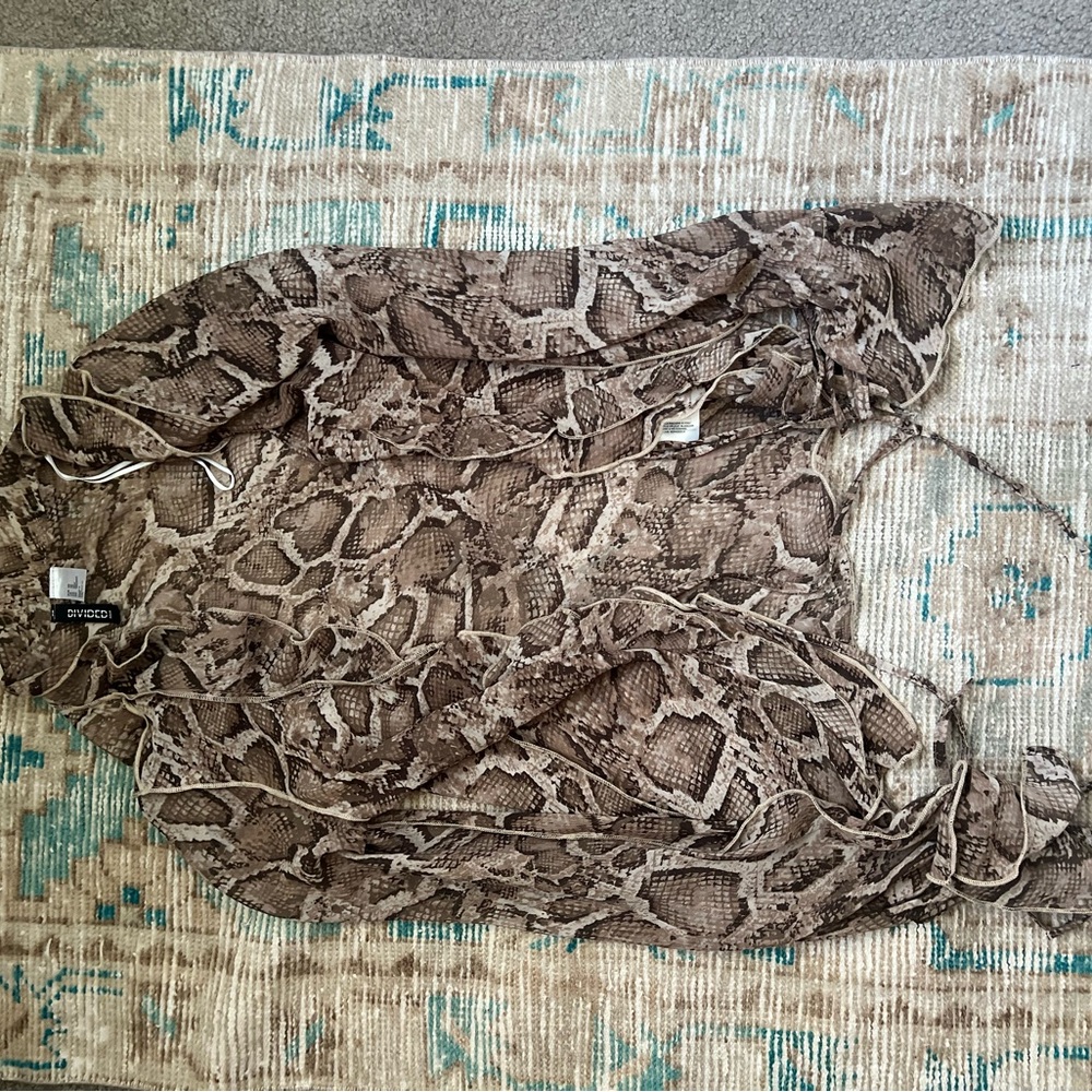 Divided Brown Snake Print Blouse